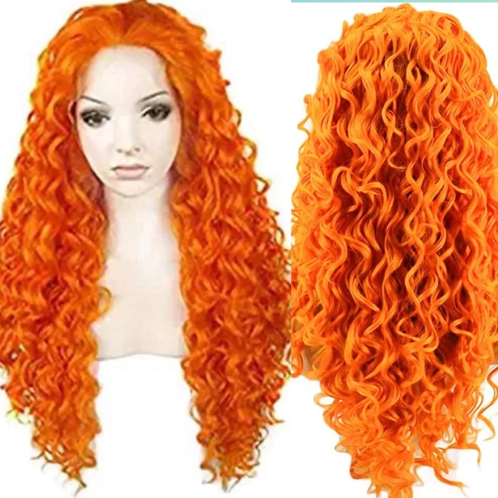 ♥️ 22” ORANGE KINKY CURLY LACE-FRONT FRONT WIG